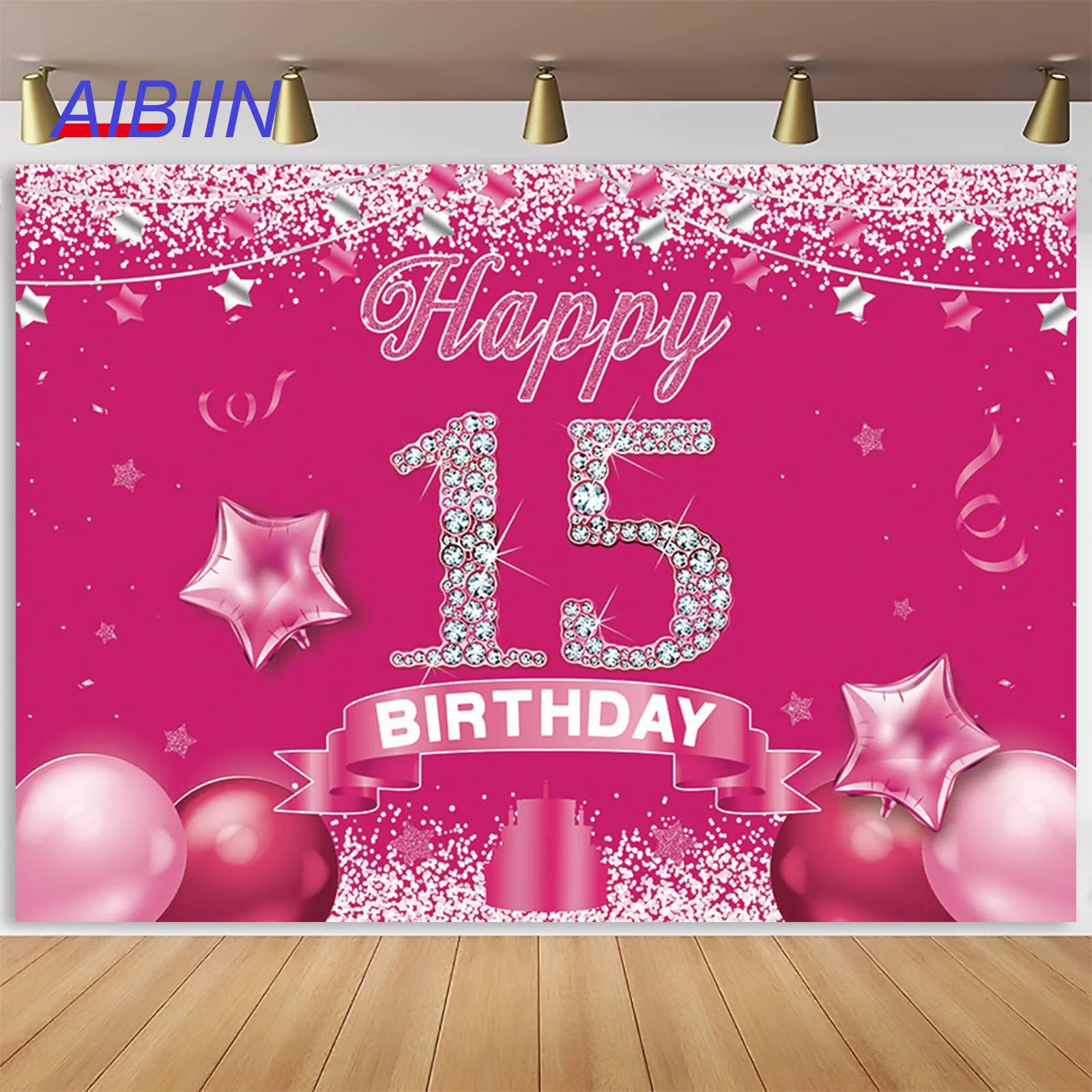 

Фон Quinceanera Happy 15, розово-красный цвет, воздушные шары, помада для девочек, принцесса, возраст, вечерние Декор, портретный фон