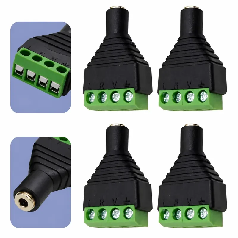4/8/16PCS 3.5mm 4 Pole Female Stereo Audio Video To 4Pin Screw Terminal Female Headphone Balun Terminal Block Plug Connector