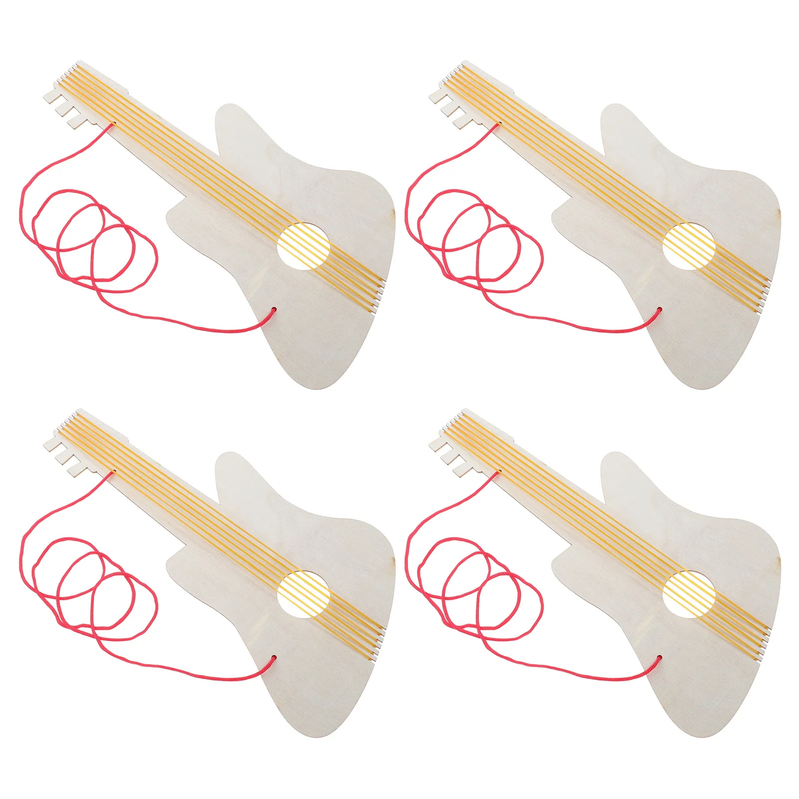 

4Sets DIY Wooden Guitar Kit Kindergarten Blank Wood Guitar Unfinished for Kids Painting Crafting Music Instrument Creativity