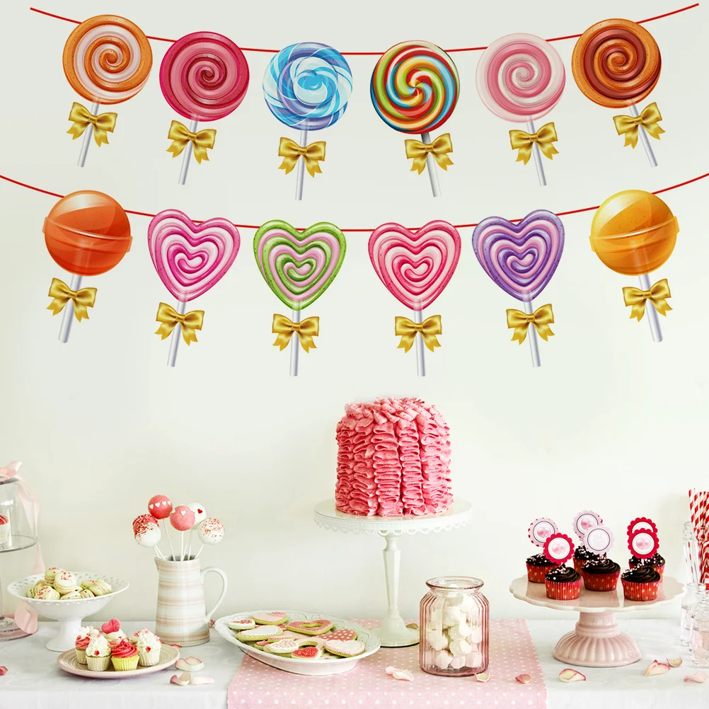 

Wedding Decorations Birthday Lollipop Banner Rainbow Candy Creative for Party Baby Girl
