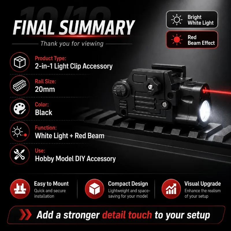 2-in-1 Light Clip Universal 20mm Rail Parts Complete Set Fit Under-mounted Transmitter & Flashlight