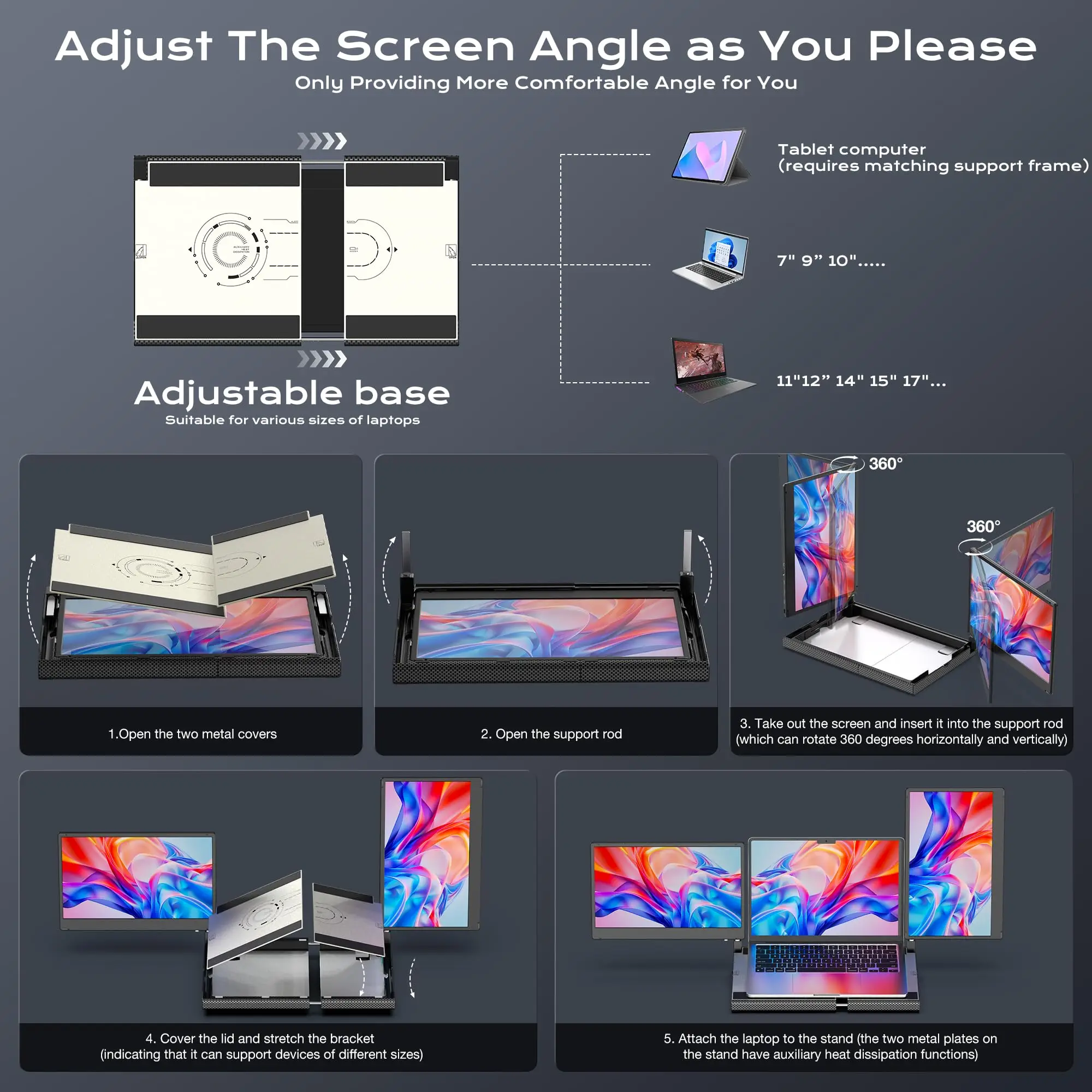 Для Mac/Wins/Chrome 14-дюймовый ЖК-дисплей Plug Play IPS, легко складной, с несколькими дисплеями, USB C, удлинитель экрана ноутбука