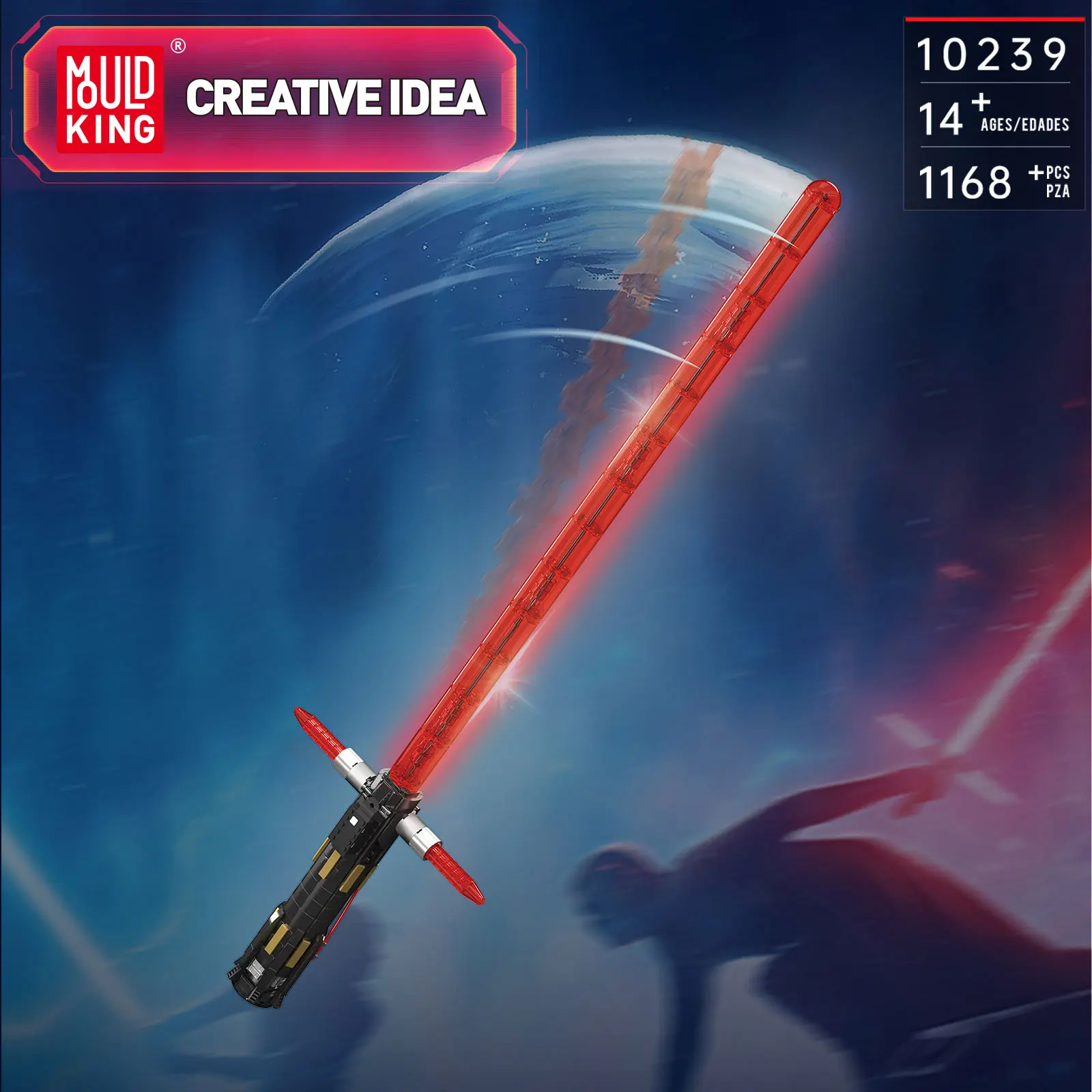 

Mould King 10239 Lightsaber 1168PCS Building Blocks Assembly Model with Light Belt Battery Box Stand Puzzle Toys Holiday Gifts