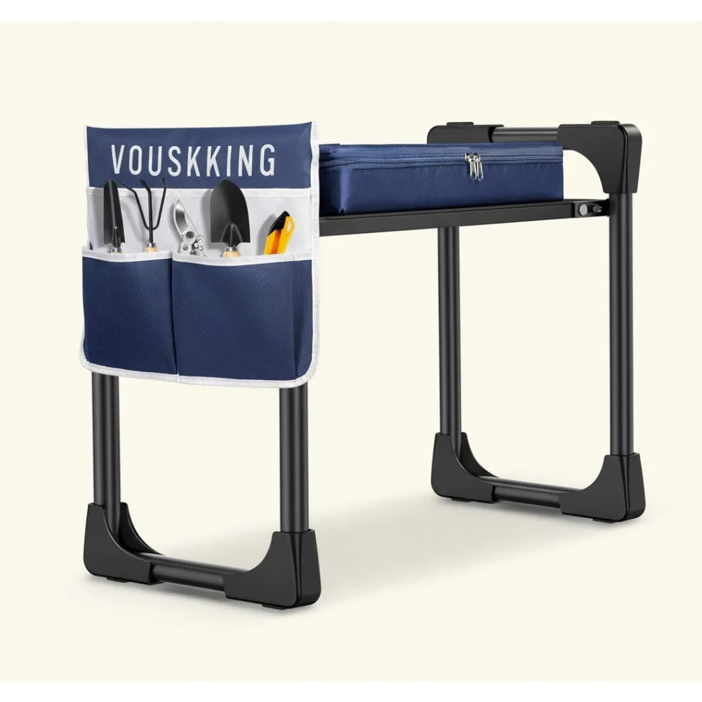 

Foldable Garden Kneeler Seat with Thick Soft Pad, Heavy Duty 350lbs Stool, Gardening Tool Bag for Men Women