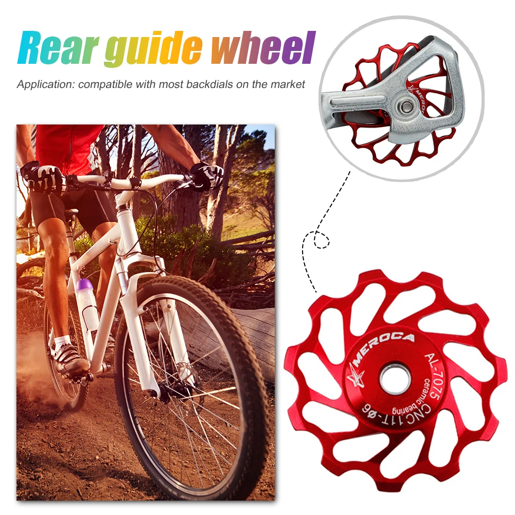 Meroca 11T 13T Fiets Achterderailleur Pulley Keramische Lager Aluminium Neuswiel Voor 8 9 10 11 Speed mtb Weg Mountainbike