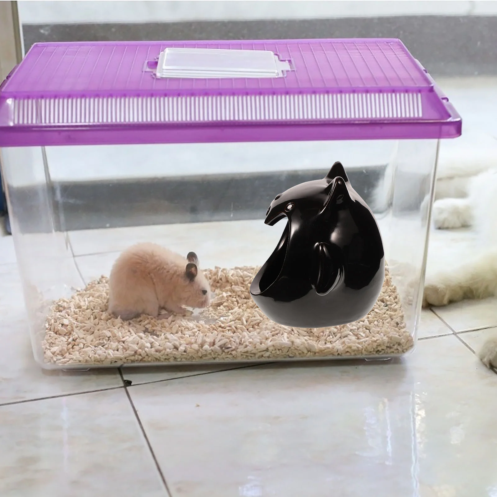 Pets Hamster Ceramic Nest House for Guinea Pig Cooling Hut Home Hedgehog Hides Houses Playground Black