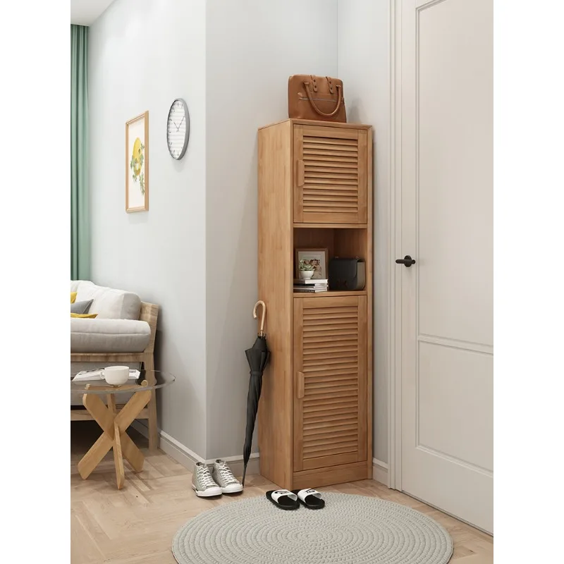 Solid wood shoe cabinet door crack household entrance corner elevator entrance shoe rack storage cabinet single door