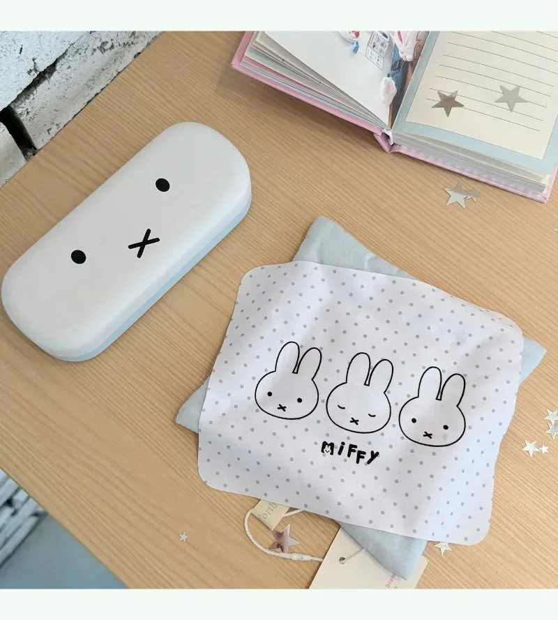 Hot Miffy Rabbit Glasses Case for Sunglasses Crush Resistant Compact Portable Eyeglass Case Lens Cleaning Cloth Spectacle Storag