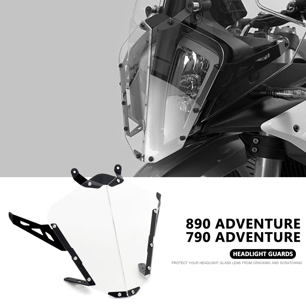 

Motorcycle Accessories Acrylic Headlight Protector For BMW 790 ADVENTURE ADV R 890 Adv HeadLight Transparent Guard Cover Kit