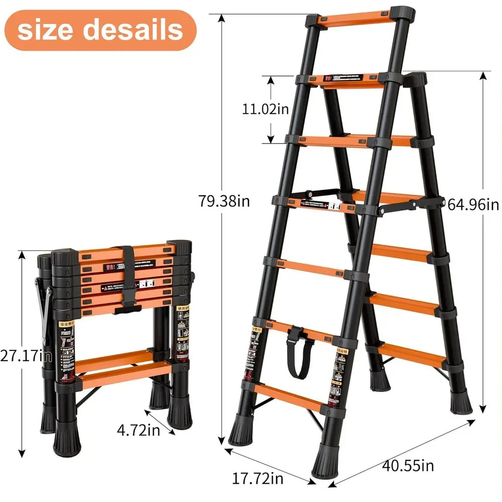 Składany stołek z poręczą bezpieczeństwa, szerokim antypoślizgowym pedałem, grubymi gumowymi nóżkami, lekki, wytrzymały, składany i przenośny, 33