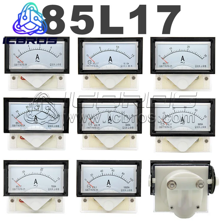 Instrument 85L17 Pointer AC Ammeter 1A 2A 5A 10A 15A 20A 30A 50A 20A 30A 50A 75A 100A 150A 200A 250A 300A 400A 500A 600A