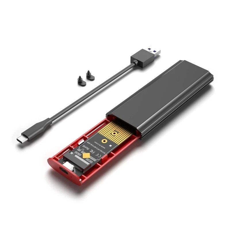 Custodia M.2 NVMe Scatola di archiviazione SSD USB 3.2 10Gbps 6Gbps Doppio protocollo Custodia esterna per unità a stato solido M2 HD Disco rigido senza attrezzi