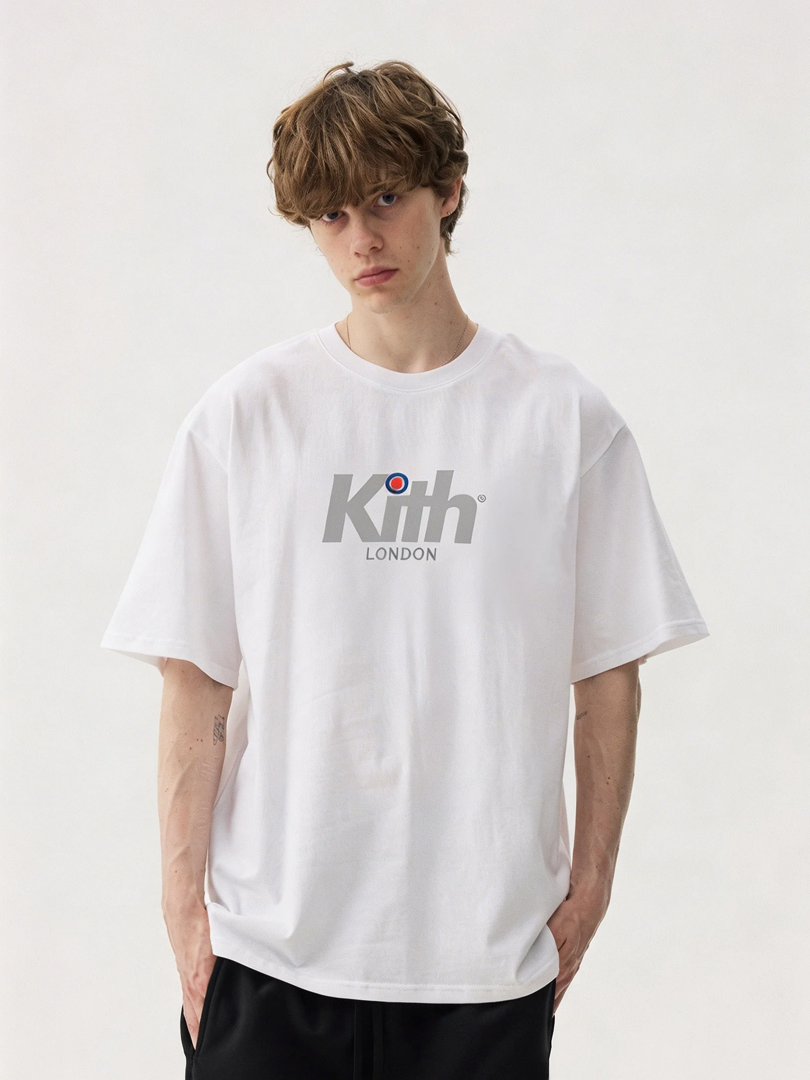 

Kith London Bubble Letter Print Short Sleeve Loose Casual Cotton T-Shirt Unisex Breathable Comfortable round Neck Top