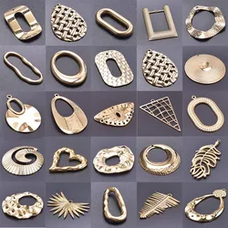 6Pcs/Lot Stainless Steel Boho Palm Leaf Feather Pendant For Jewelry Making Textured Conch Shell Geometry Round Ovel Frame Bulk