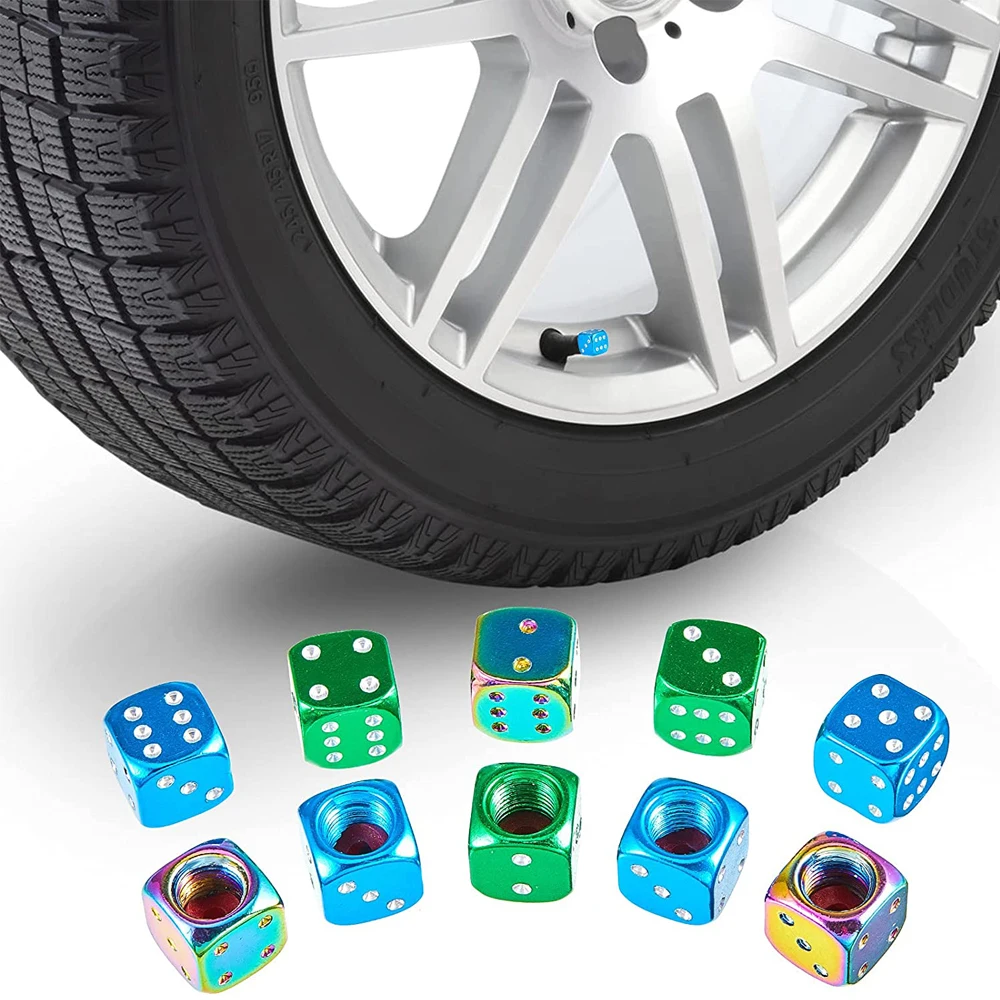 12 Pcs/Set Aluminum Dice Valve Air Cover Dice Style Valve Stem Caps Car Motorcycle Tire Caps Bicycle Dust Caps Multicolored Caps