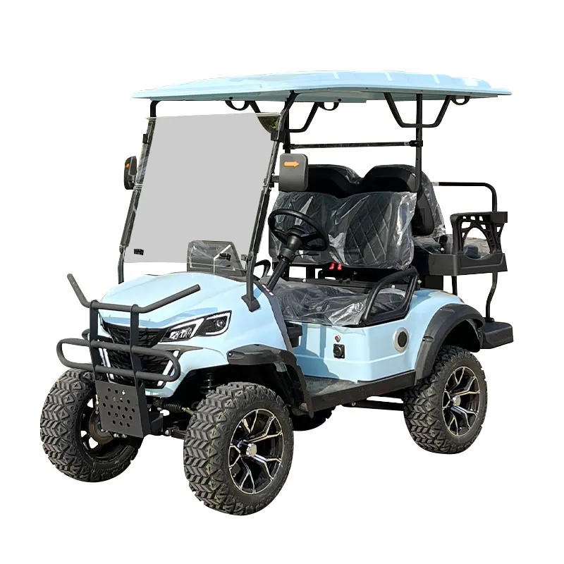 72V Off-Road Electric Golf Cart 4 Seater Lifted Utility Vehicle with All Terrain Tires for Outdoor Adventure