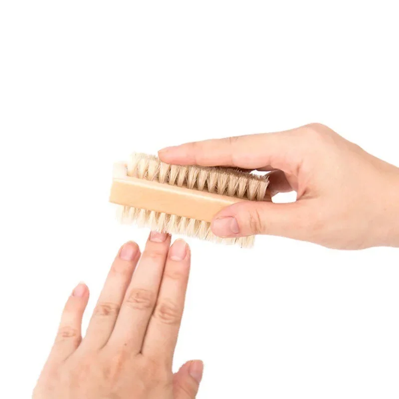 Bamboo Bristle Double-sided Cleaning Brush Finger Seam Manicure Tool Sisal Nail Brush