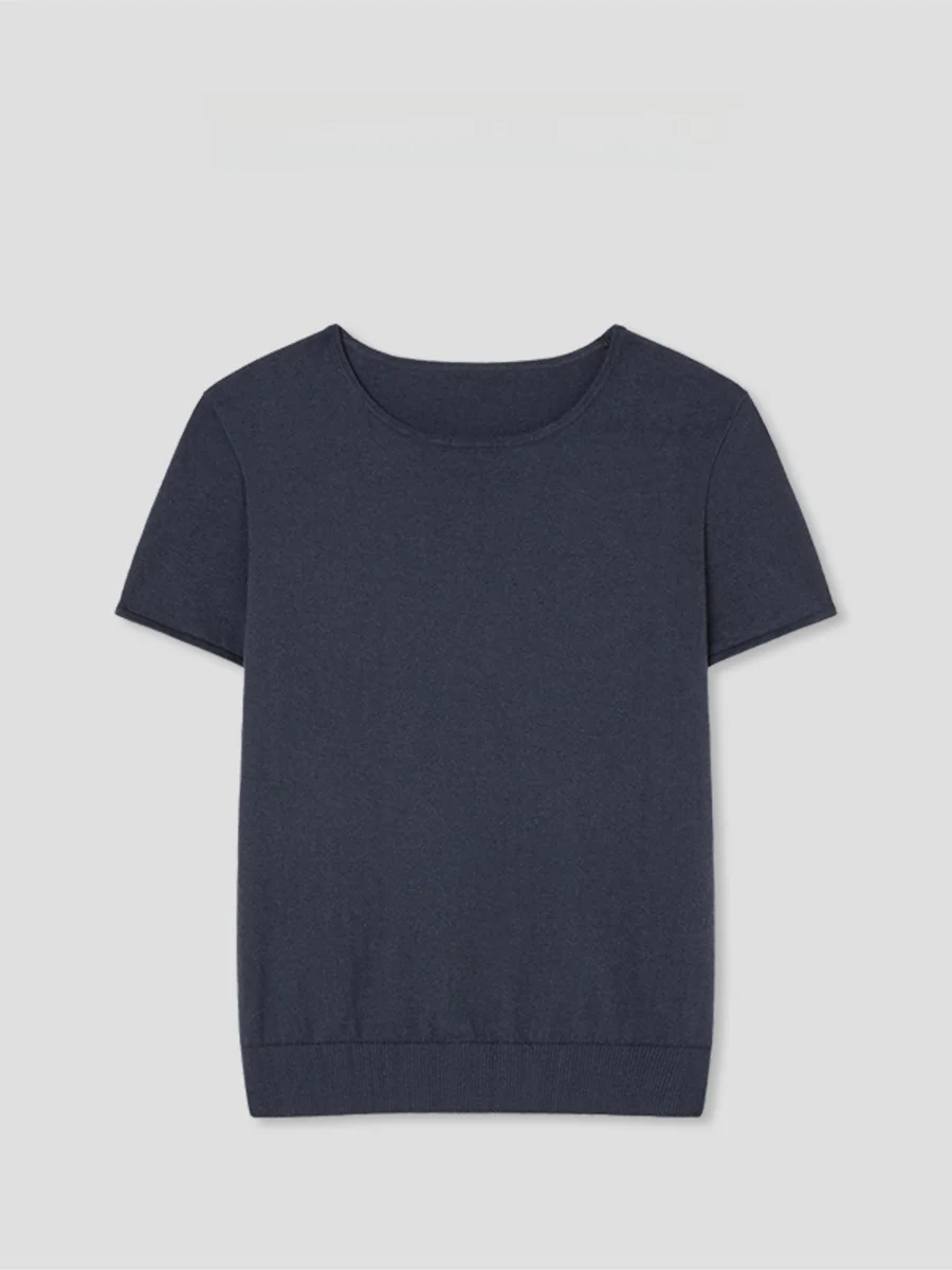 Romish Studio Women's Slim Fit Short Sleeve T-Shirt Pure Color round Neck Ultra-Soft Cotton Casual Style Spring Fashion