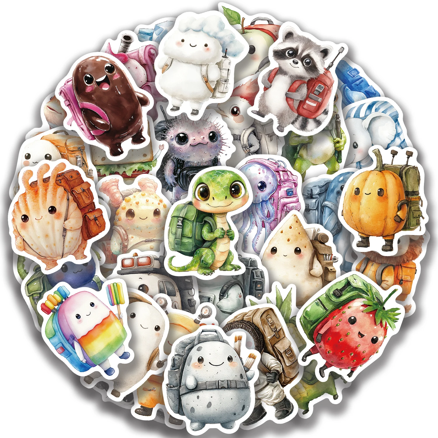 50PCS Animals Carrying Backpacks Stickers Classic DIY Waterproof for Suitcase Fridge Skateboard Notebook Guitar Funny Decals