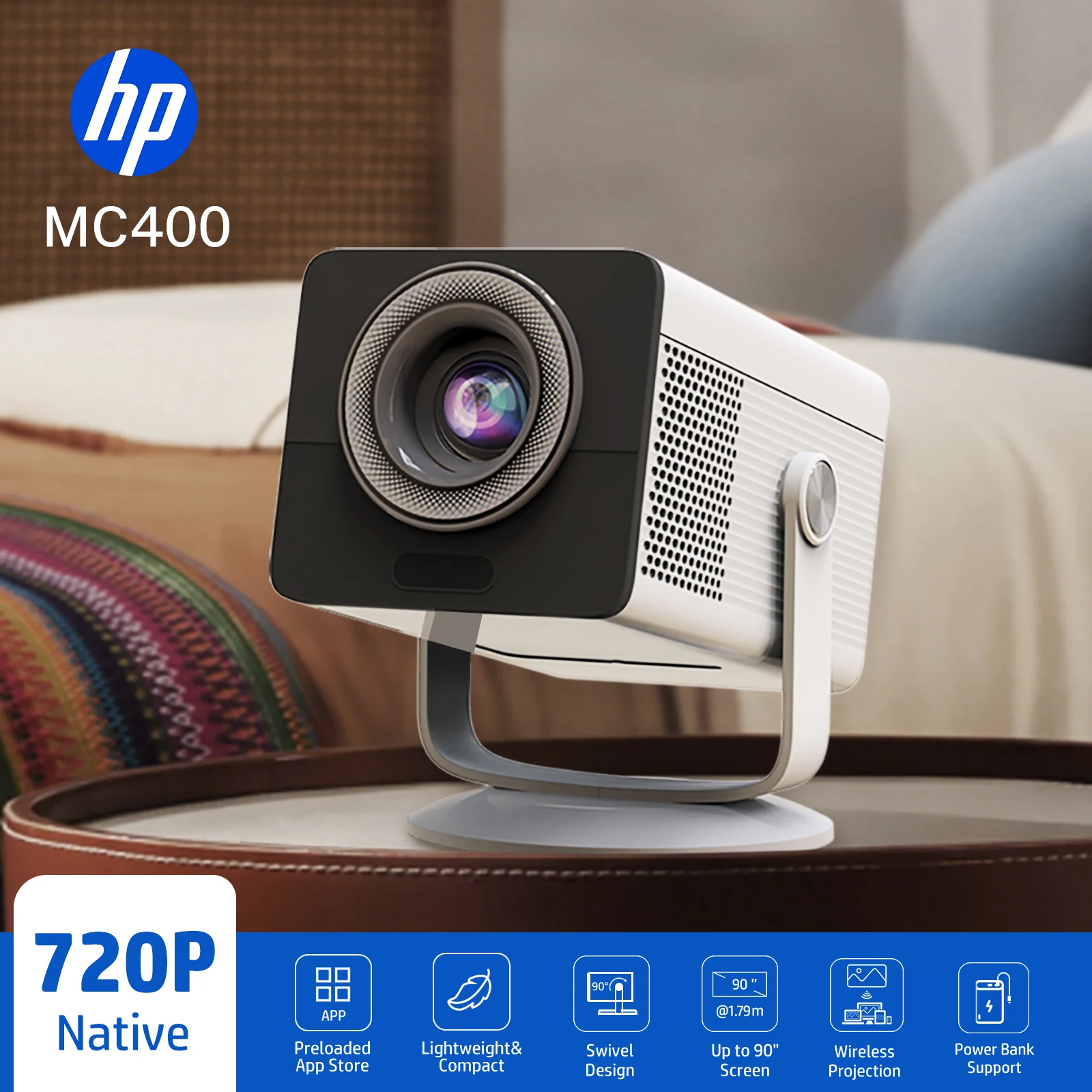 AA400 The Ultimate All-in-One Projector: Seamless Connection & Versatile Setup, FHD 1280*720P