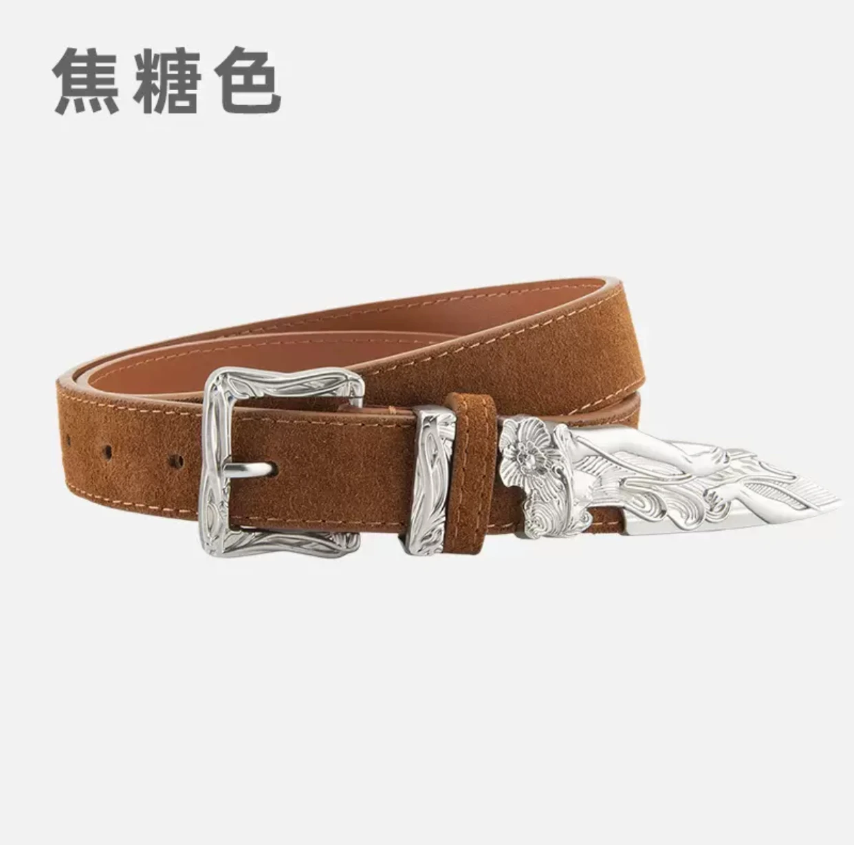 

105 * 2.8 cm retro western sword genuine leather belt, European and American high-end design, luxurious cowhide multifunctional