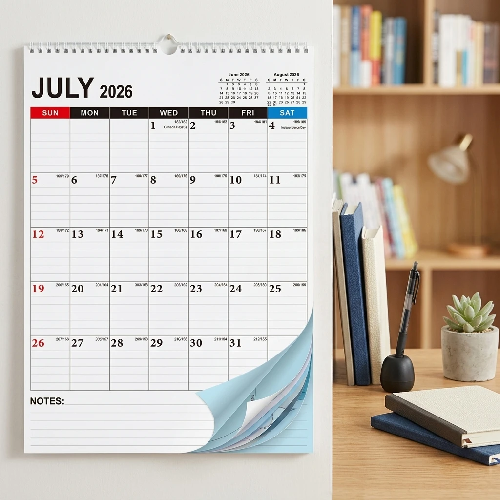 2026-2027 English Desktop Calendar With Multilingual Holiday Countdown And Notes Feature For Office Home Use