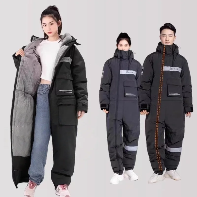 Hots Outdoor Warm Winter Plush Ski Fishing Cold-proof Suits Moto Riding Cold-proof Clothes Waterproof Windproof One Piece Suits