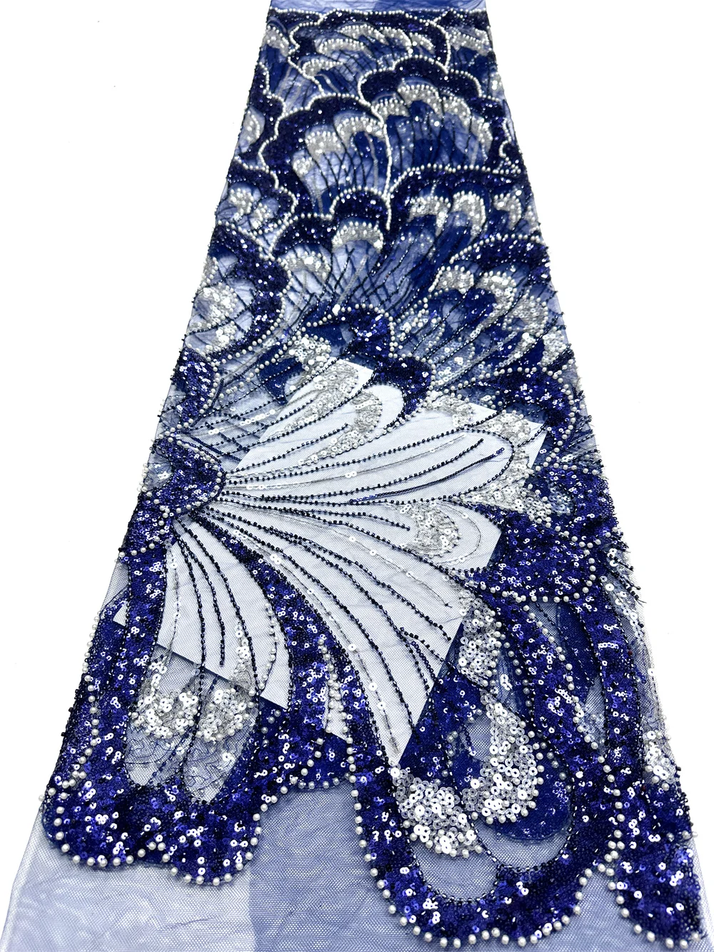 

Beautiful Nigerian Sequins Party Lace African Beads Lace Fabric 2026 High Quality 5Yards African French Tulle Net Lace Wedding