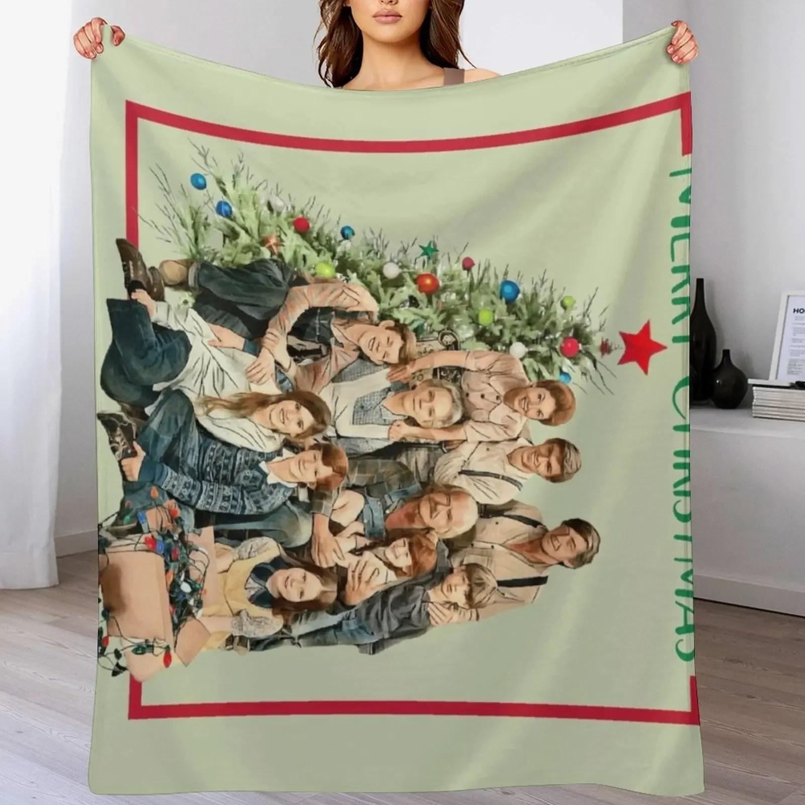 

The Walton Family Christmas Throw Blanket Decoratives Plaid on the sofa Polar Baby Blankets