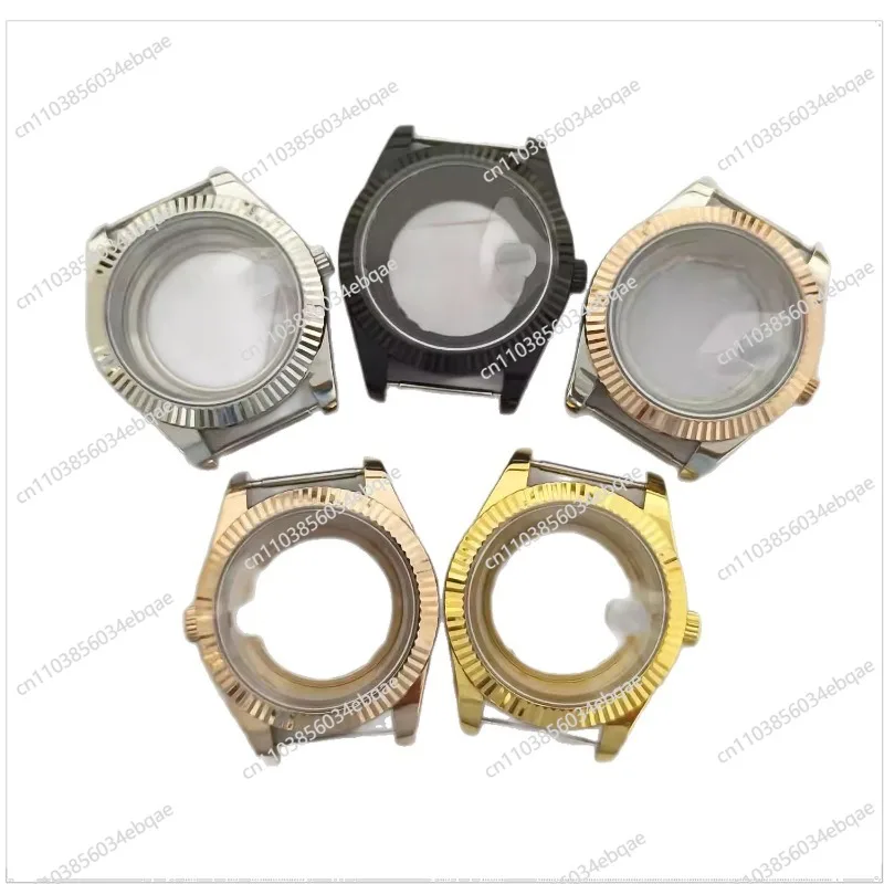 For Watch Accessories 41mm Electroplated Black Rose Gold Case Multi-coloured Translucent Sapphire Mirror Fit 8285 Calibre