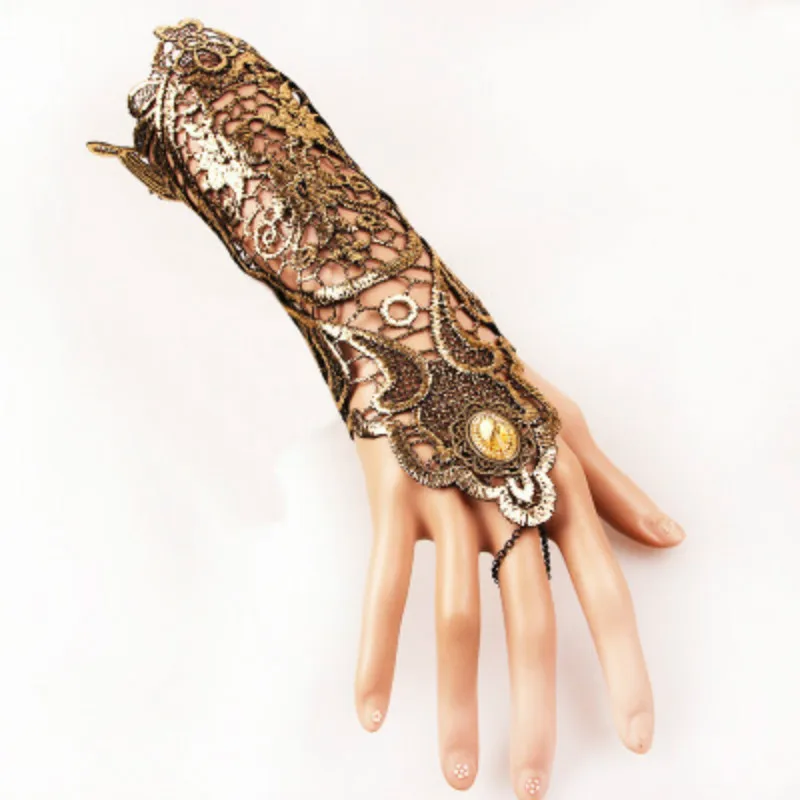 Retro Victorian Bracelet Costume Accessories Fairy Tail Superhero Lace Handwear Halloween Vintage Steampunk Gloves Wrist Cuff