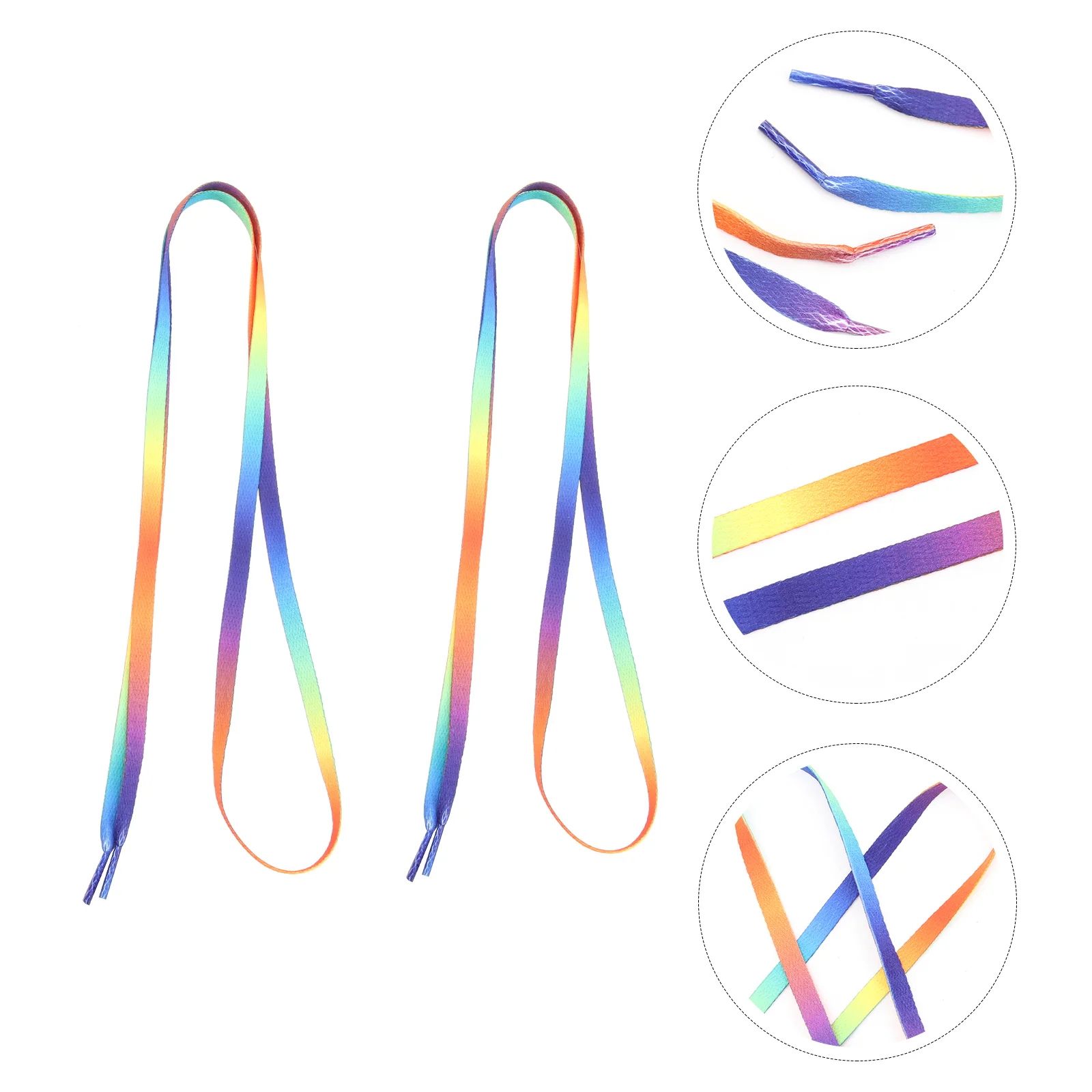 Gradient Color Laces Shoe Tie Shoes Accessories Elastic Shoelaces Sneaker Colorful Flat Rainbow Stretching Kids