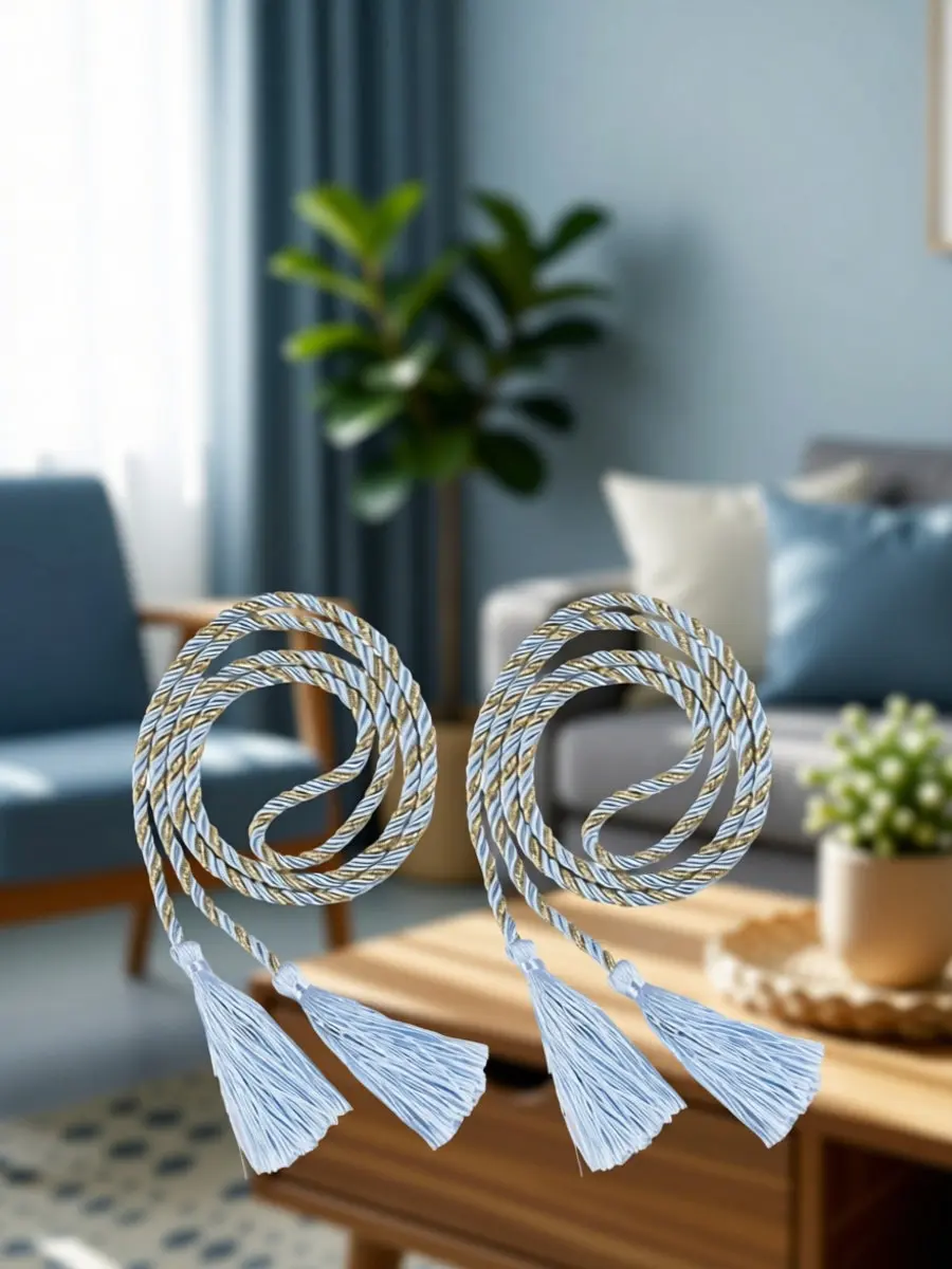2Pcs Curtain Tiebacks Tassel Curtain Bandage Window Tie Rope Elegant Drapes Holder for Home Living Room Office
