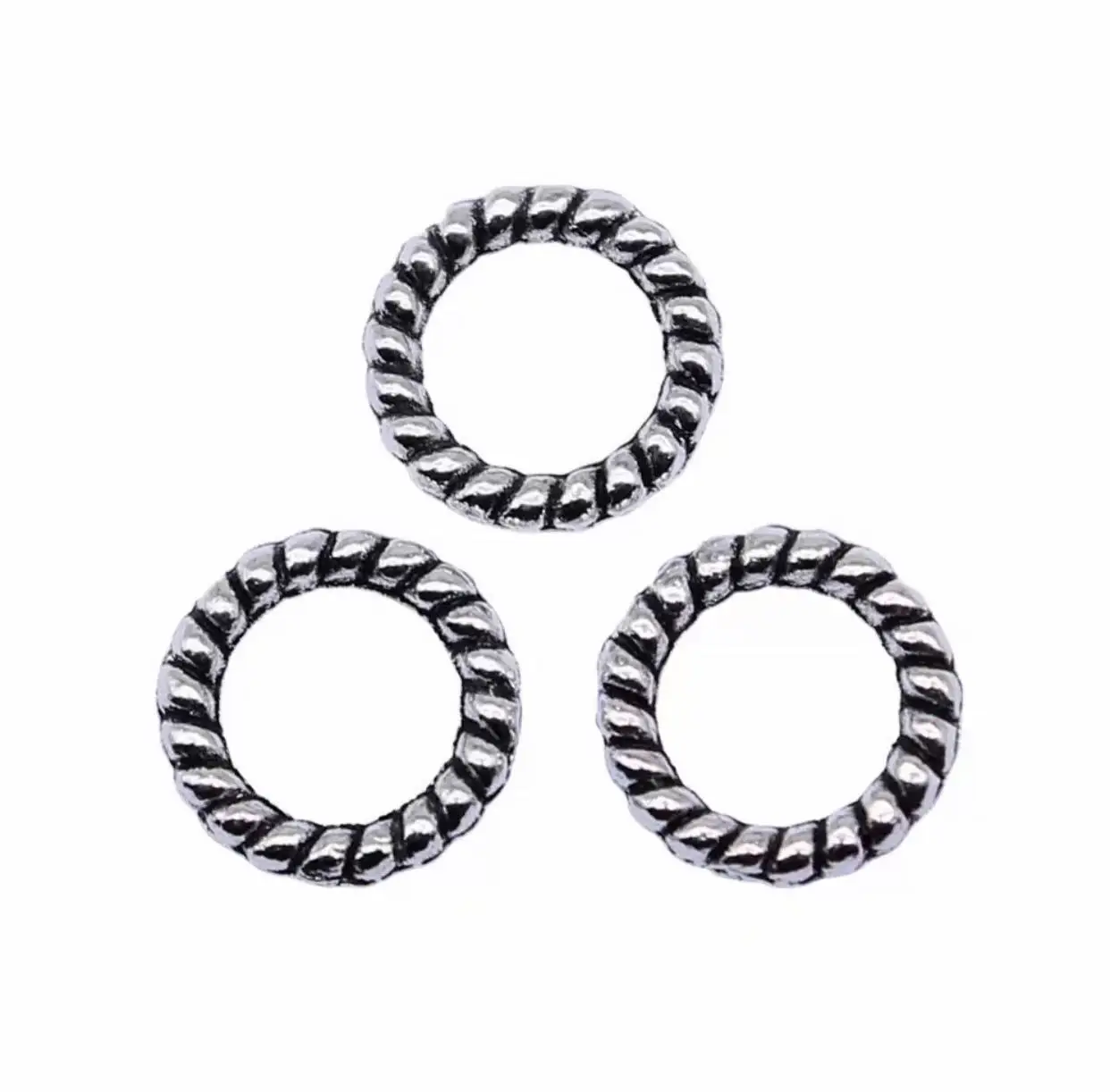

100pcs 8*8mm Vintage knitted texture ring charms for DIY accessories Zinc alloy metal HWH1582