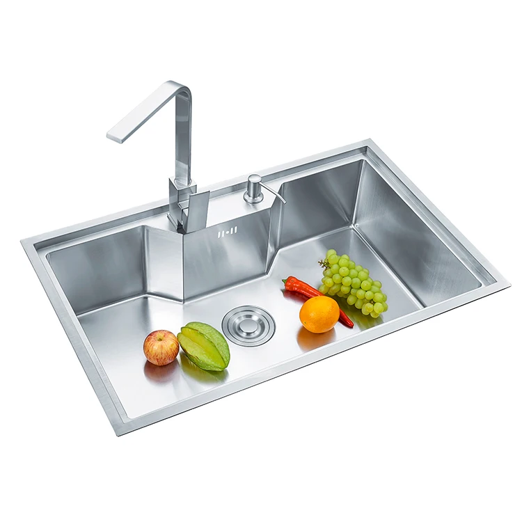 Above counter basin square shape 1 bowl stainless steel thick handmade kitchen sink dishwasherkitchen accessory