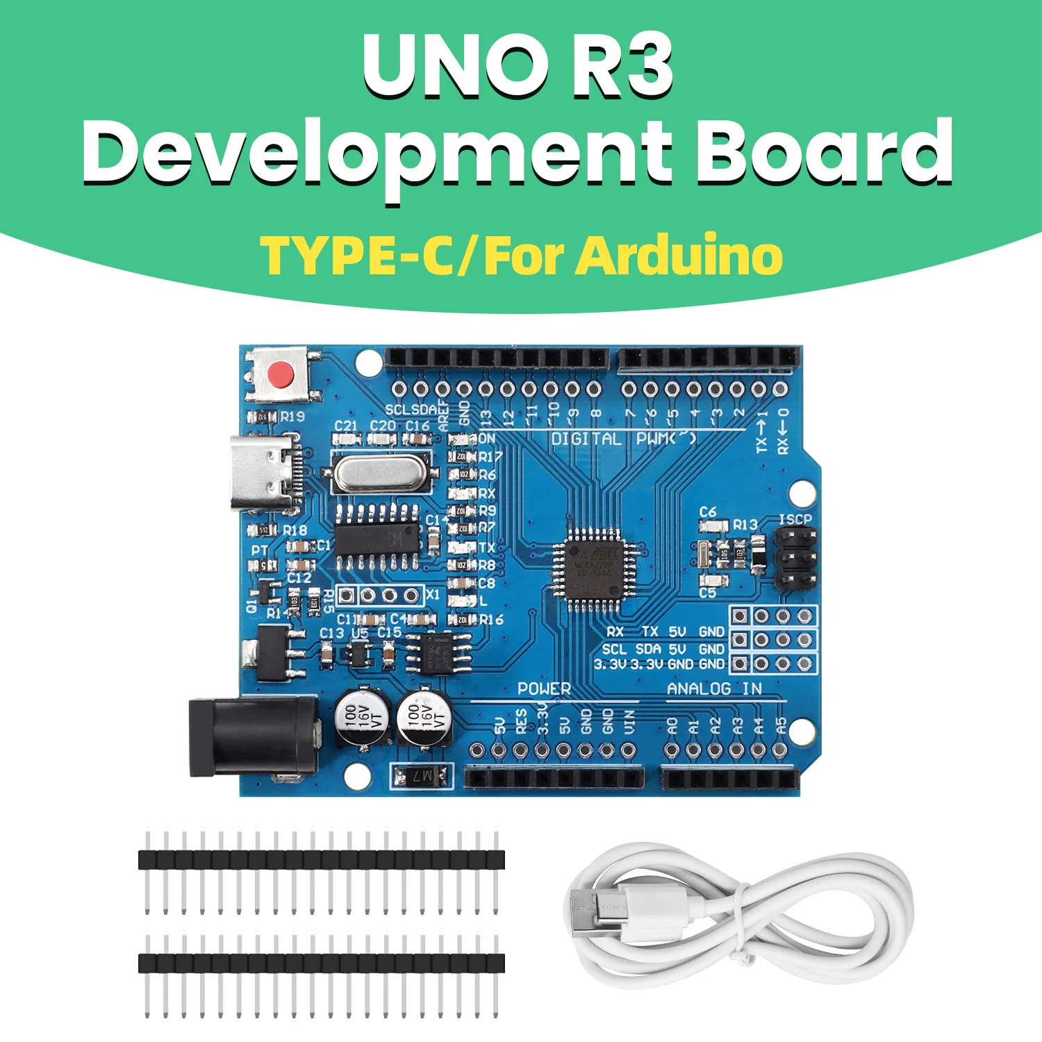 Kidsbits Neutral Type C CH340 UNO R3/Mega 2560R3 /Nano Microcontroller Development Board With USB Cable for Arduino DIY Projects