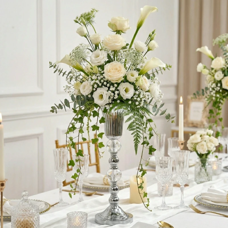 10PCS Golden Horn Iron Plated Vase for Weddings Hotels Home Decor Banquet Halls Wine Tables Flower Racks - Decorative Ornaments