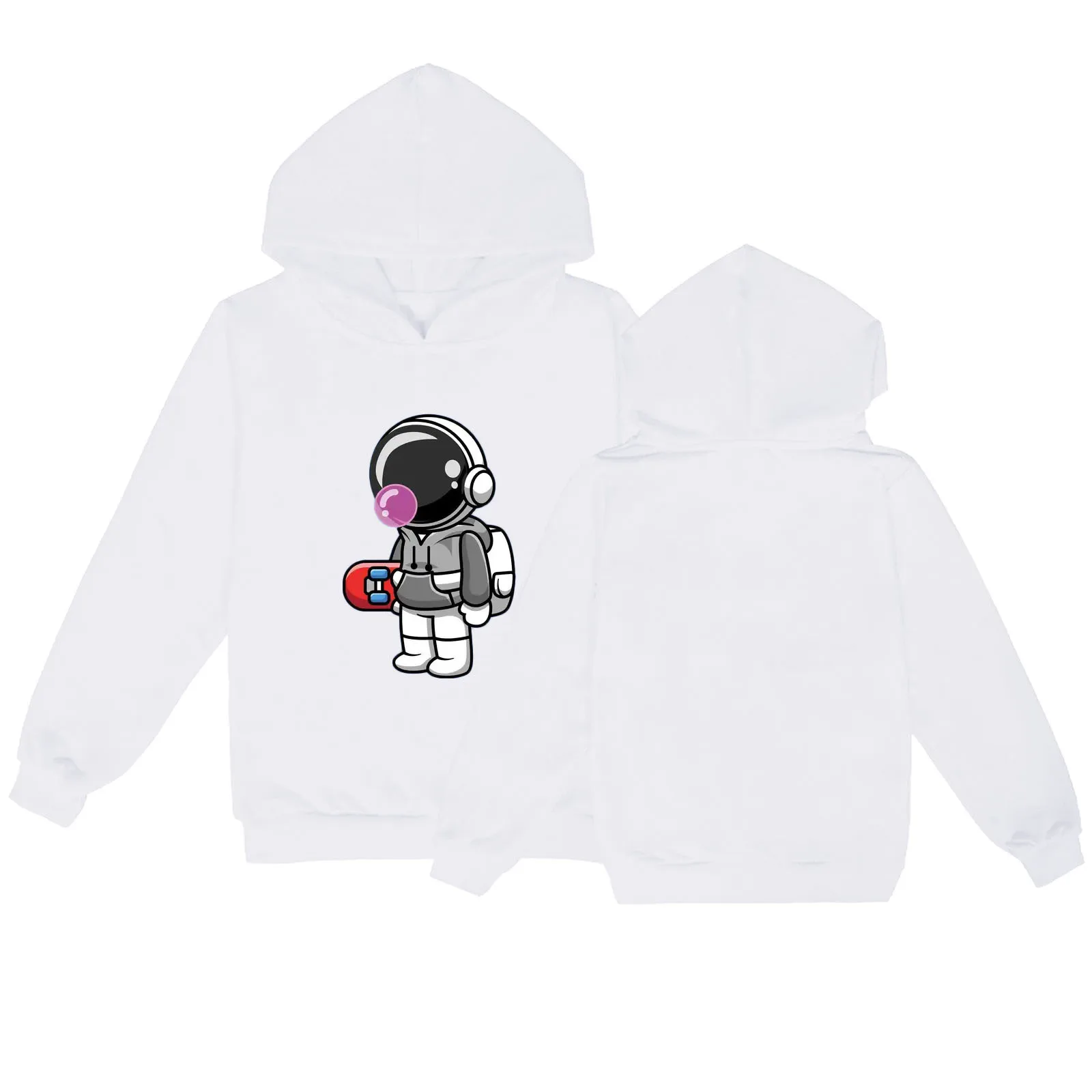 Love Q Version of Astronaut Pattern Printed Children Hooded Hoodie Elementary School Spring and Autumn Leisure All Thin Hoodie