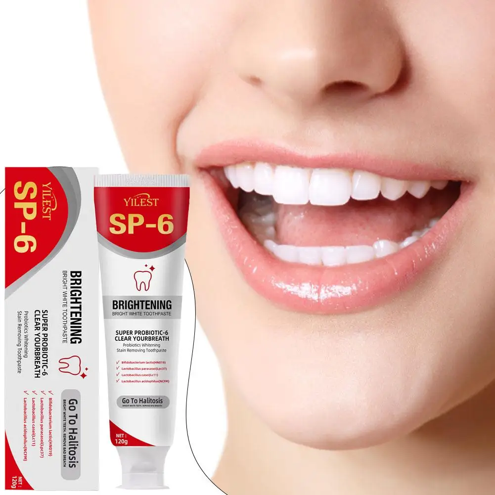 

Probiotic Toothpaste SP-6 Whitening Tooth Remove Plaque Oral Hygiene Teeth Clean Denta Stains Fresh Breath Whitener 120g E0N7