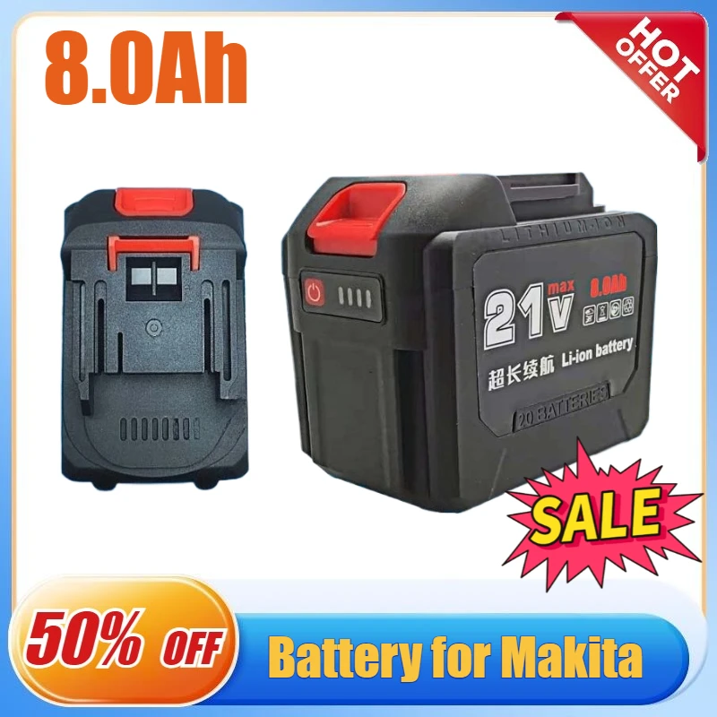 8.0Ah Rechargeable Lithium Ion Battery for Makita 18V Cordless Wrench Saw Drill Screwdriver Angle Grinder Blower Power Tools