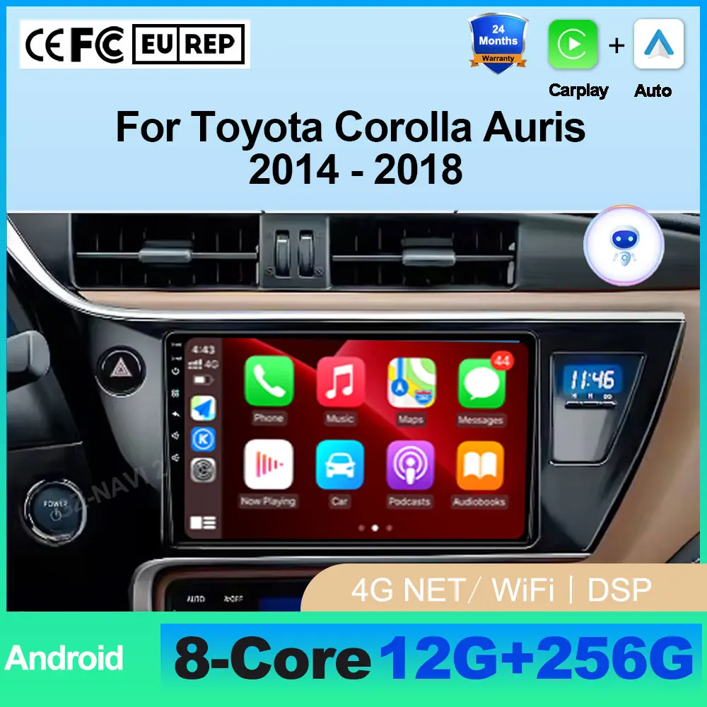 

Android 15 Car Radio For Toyota Corolla Auris 2014 - 2018 Wireless Carplay Android Auto Car Stereo Multimedia Player 4G Wifi