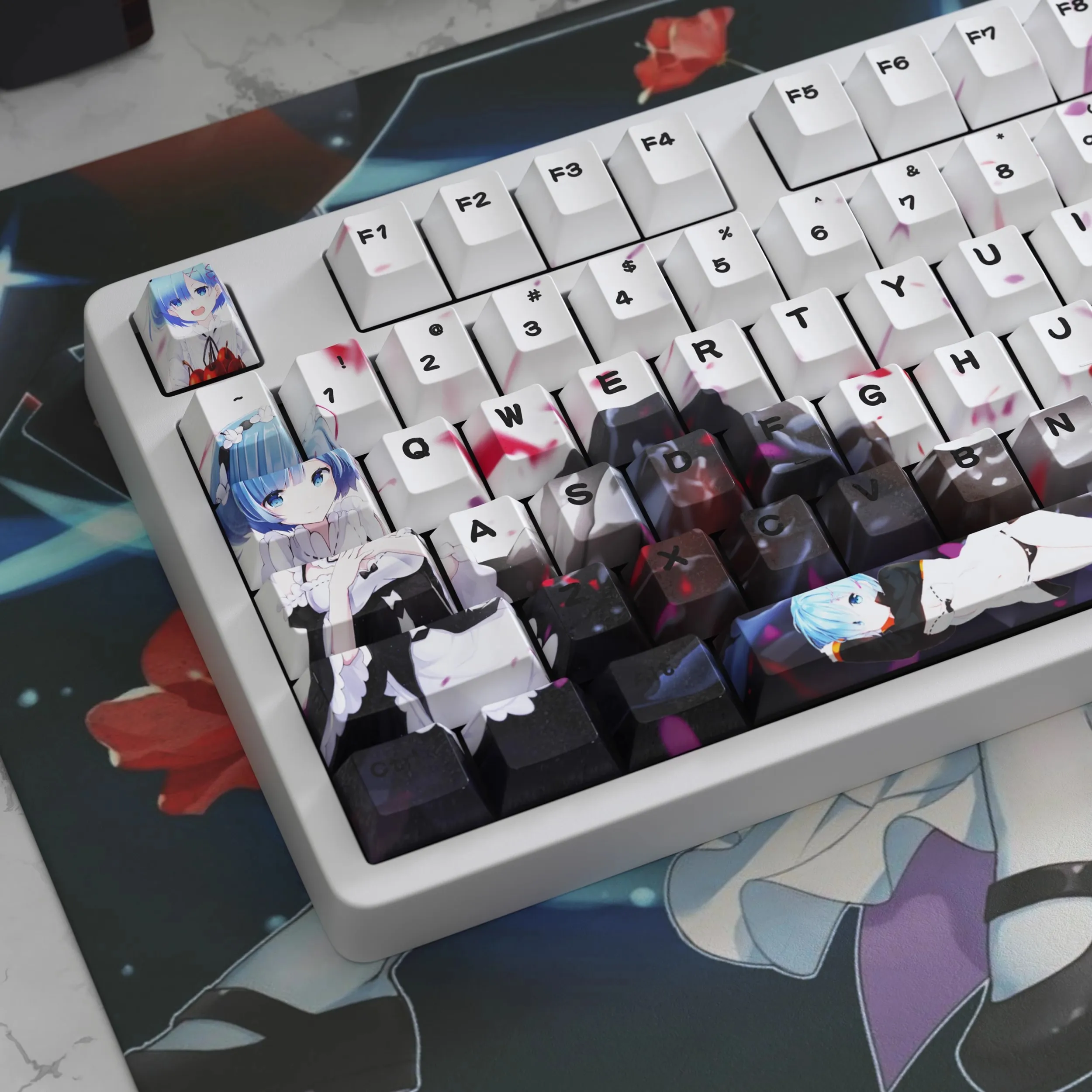 1 Set Re:Life In A Different World From Zero Keycaps Cherry Profile PBT Dye Subbed Anime Key Caps For MX Switch Rem Keycap