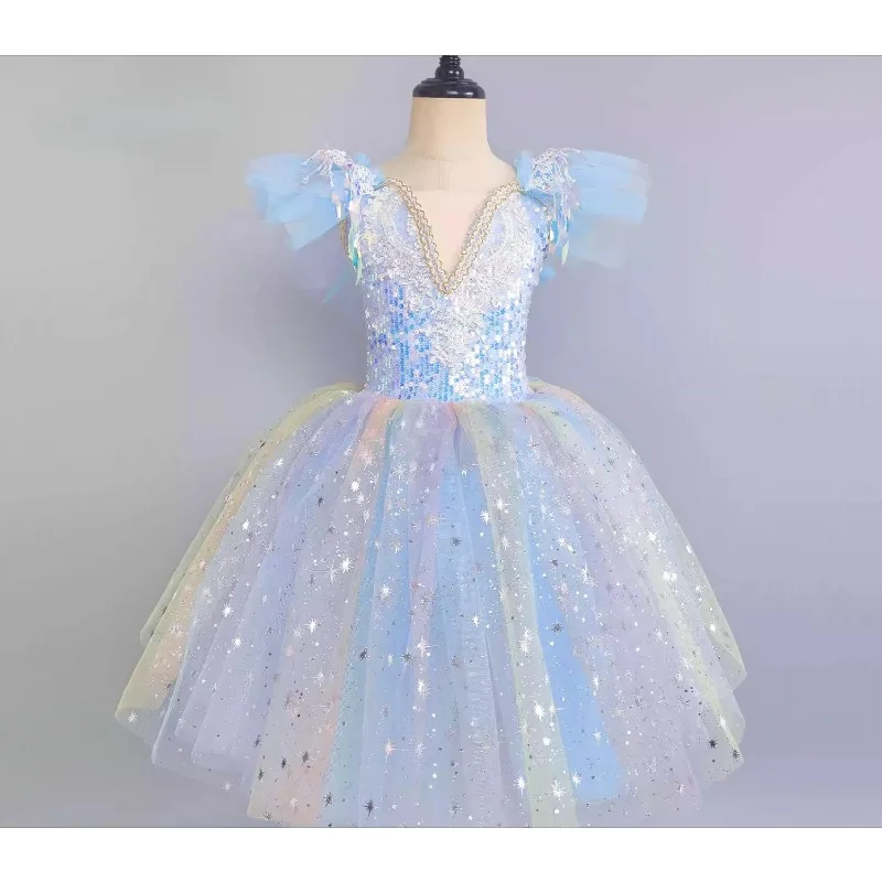 الفتاة توتو تنورة زهرة ازياء الاطفال الباليه توتو فستان الفتيات سوان أداء الزي لينة تول منتفخ الأميرة ملابس رقص