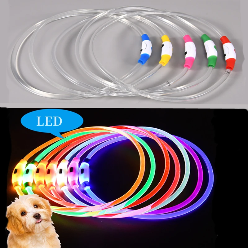 Luminous Dog Collar Light Charge Cat Necklace, Led Fashion Flashing DIY Glowing Safety Collar for Dogs Nighttime Pet Accessorie