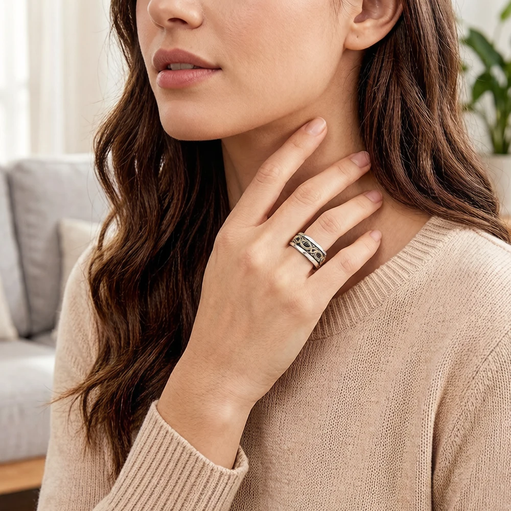 Gold Color Love Knot Wave Ring Europe Trendy Fine Jewelry For Women Men Gift In 925 Sterling Silver