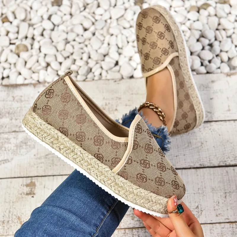 

2025 Womens Shoes Flat Stylish and Trendy Footwear for Fashion-Forward Females Loafers Casual Non-Slip Grass Woven