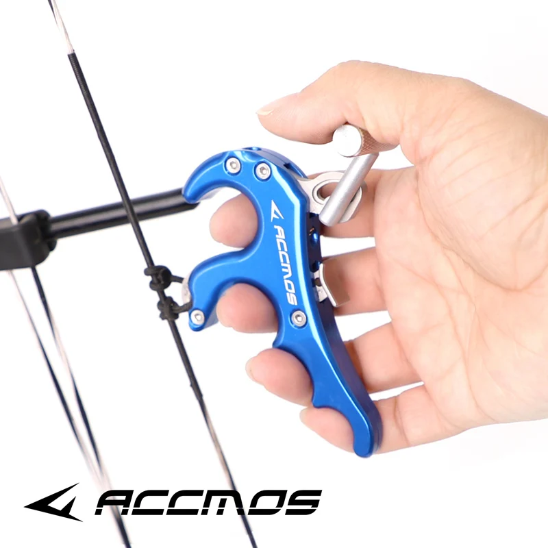 Dispenser per pinza per impugnatura con impugnatura per pollice in lega di alluminio per tiro con l'arco a 4 dita per caccia con arco e frecce