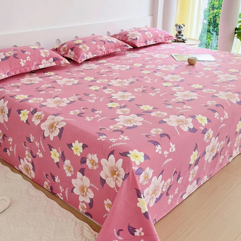 

Botanical Floral Flat Sheet Luxury Microfiber Flower Print Bed Sheets Set includes 1 Flat Top Sheet & 3 Pillowcases for Bedroom