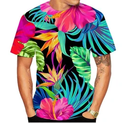 Hawaiian Flower Floral 3D Print T-shirt Fashion Streetwear Men Woman O-Neck T Shirts Summer Oversized Harajuku Tees Kids Tops