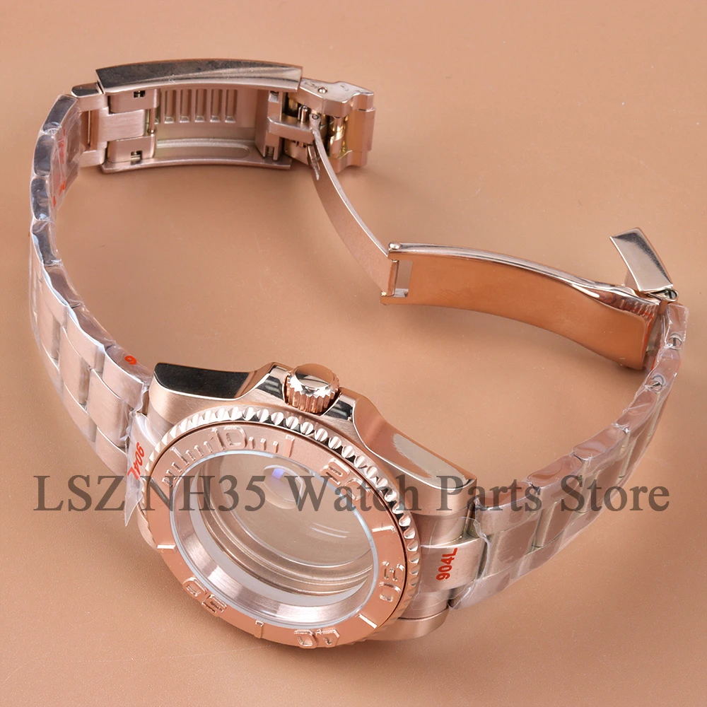 40mm NH35  Watch Case Rose Gold For Yacht-master SUB Seiko NH34 NH35 NH36 NH38 Movement Stainless Steel Oyster Strap NH35 Case